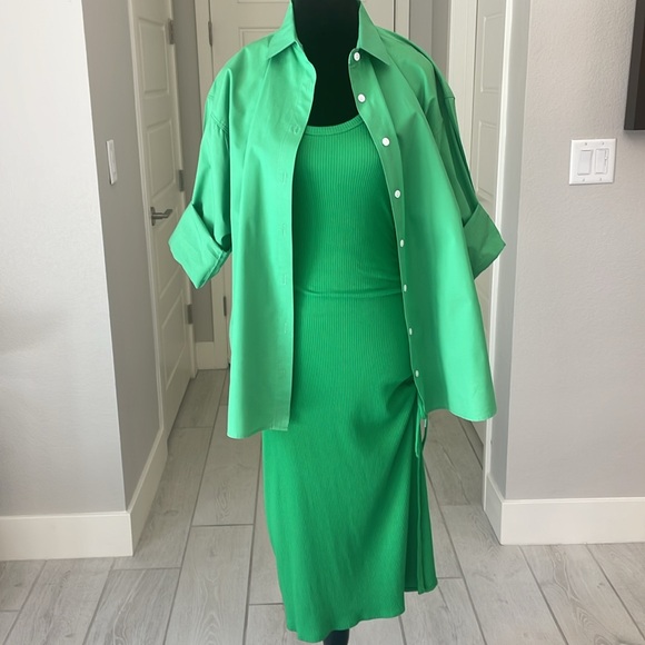 J. Crew Ruched Midi Dress In Vintage Rib Kelly Green Size S - Picture 12 of 12